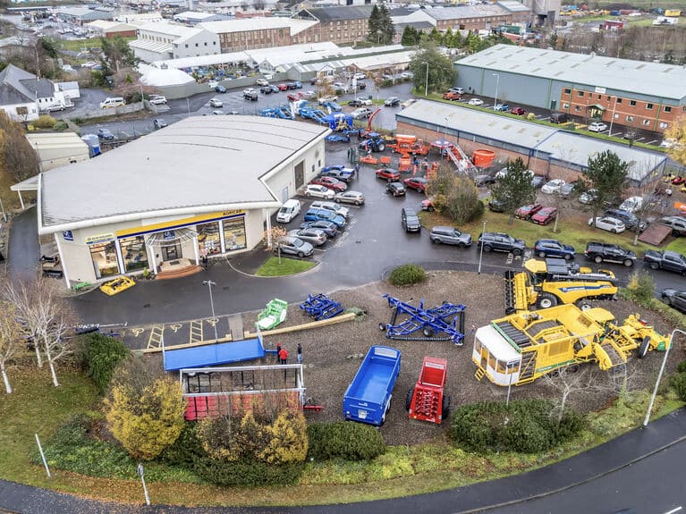 Aerial view of the Agricar depot in Cupar.