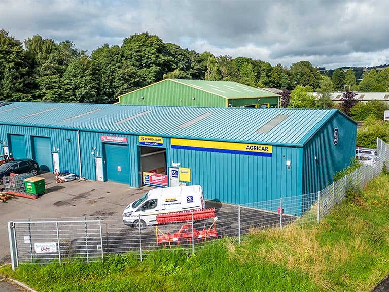 Aerial view of the Agricar depot in Blairgowrie.
